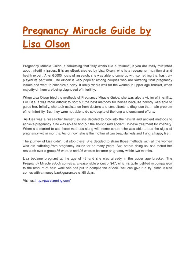 Pregnancy Miracle By Lisa Olson Ebook